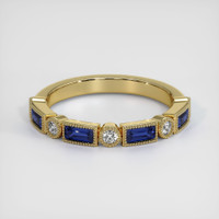 14K Yellow Gold Blue Sapphire and Diamond Antique Style Wedding Band Video