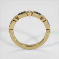 14K Yellow Gold Blue Sapphire and Diamond Antique Style Wedding Band Image