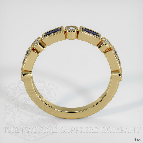 14K Yellow Gold Blue Sapphire and Diamond Antique Style Wedding Band