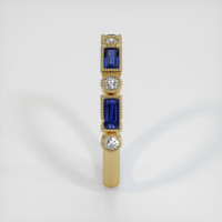 14K Yellow Gold Blue Sapphire and Diamond Antique Style Wedding Band Image