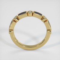18K Yellow Gold Blue Sapphire and Diamond Antique Style Wedding Band Image