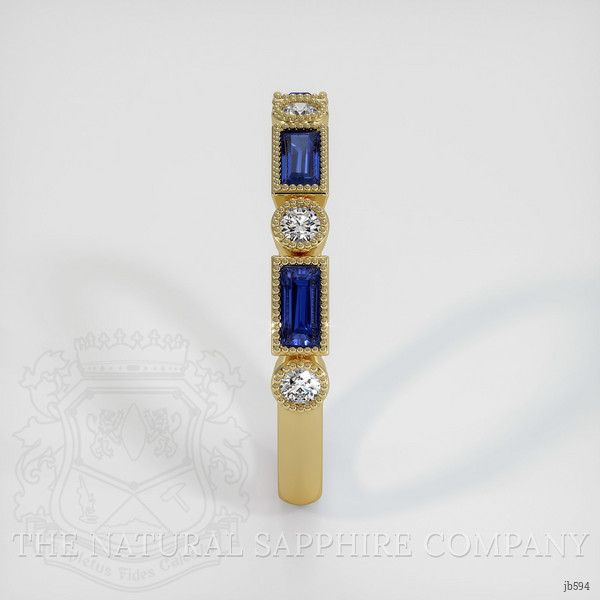 18K Yellow Gold Blue Sapphire and Diamond Antique Style Wedding Band
