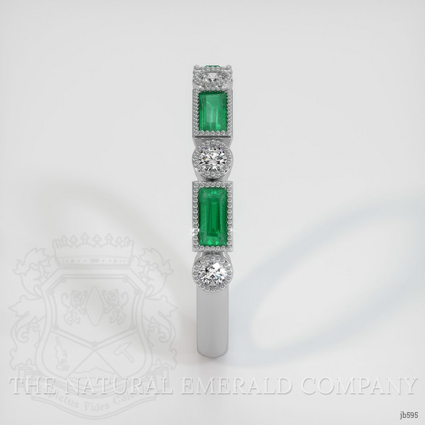 Platinum 950 Emerald and Diamond Antique Style Wedding Band