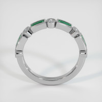 18K White Gold Emerald and Diamond Antique Style Wedding Band Image