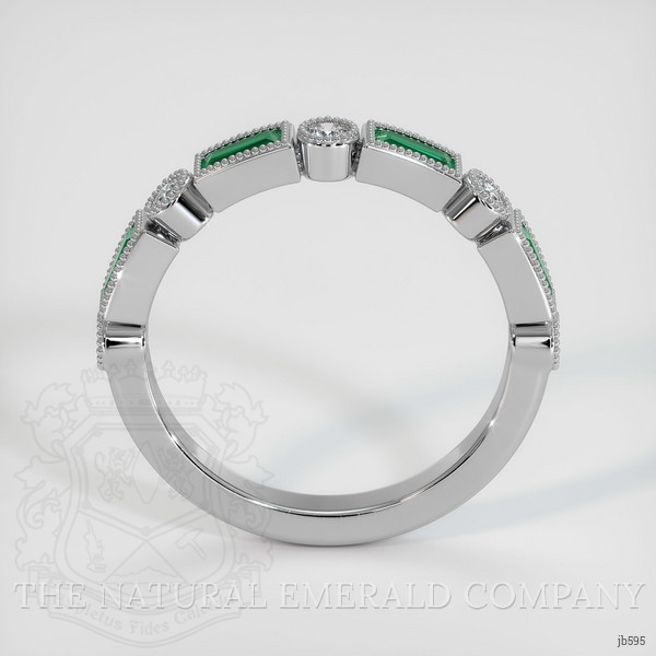 18K White Gold Emerald and Diamond Antique Style Wedding Band