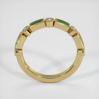 18K Yellow Gold Emerald and Diamond Antique Style Wedding Band Image