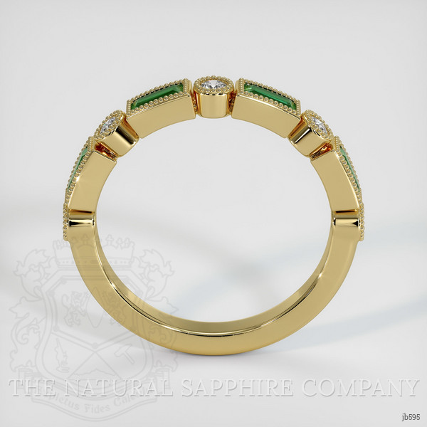 18K Yellow Gold Emerald and Diamond Antique Style Wedding Band
