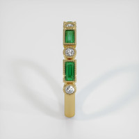 18K Yellow Gold Emerald and Diamond Antique Style Wedding Band Image