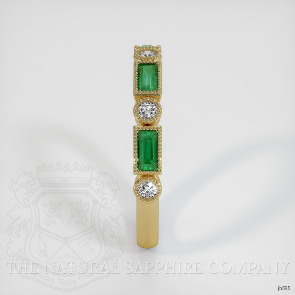18K Yellow Gold Emerald and Diamond Antique Style Wedding Band