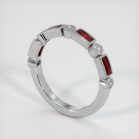 14K White Gold Ruby and Diamond Antique Style Wedding Band Image