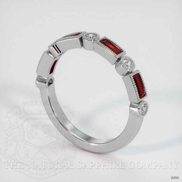 14K White Gold Ruby and Diamond Antique Style Wedding Band