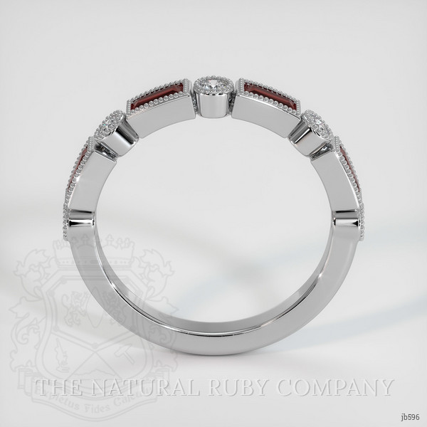 14K White Gold Ruby and Diamond Antique Style Wedding Band