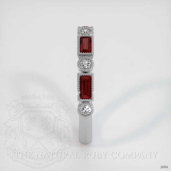 14K White Gold Ruby and Diamond Antique Style Wedding Band