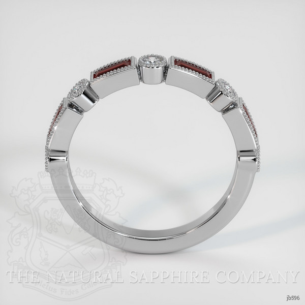 18K White Gold Ruby and Diamond Antique Style Wedding Band