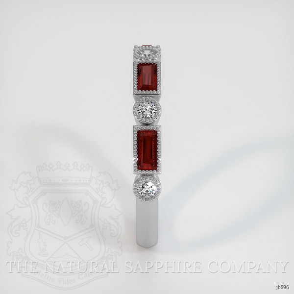 18K White Gold Ruby and Diamond Antique Style Wedding Band