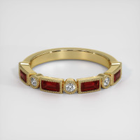 14K Yellow Gold Ruby and Diamond Antique Style Wedding Band Video