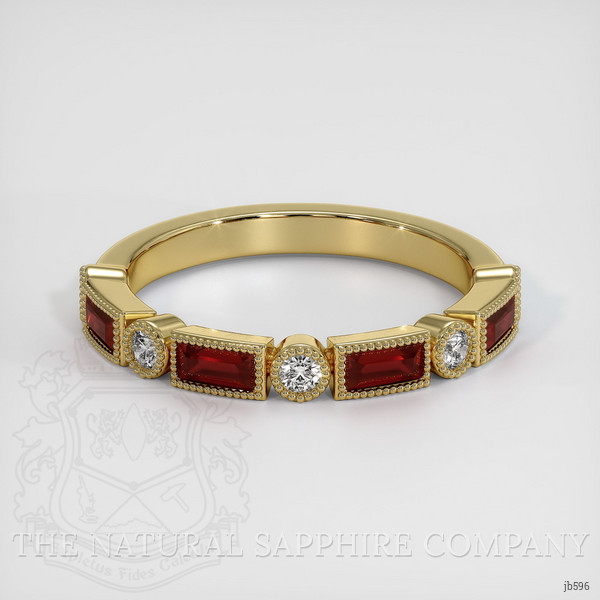 14K Yellow Gold Ruby and Diamond Antique Style Wedding Band