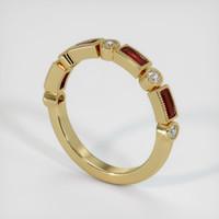 14K Yellow Gold Ruby and Diamond Antique Style Wedding Band Image