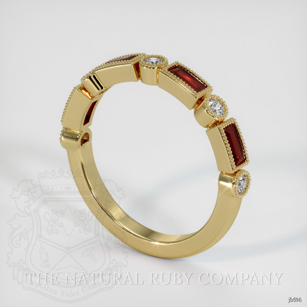 14K Yellow Gold Ruby and Diamond Antique Style Wedding Band