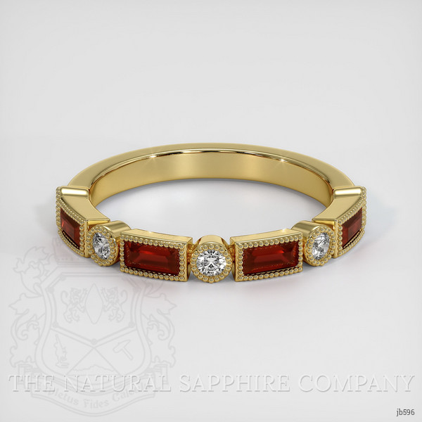 18K Yellow Gold Ruby and Diamond Antique Style Wedding Band