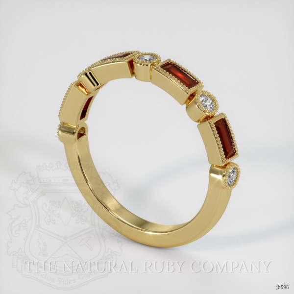 18K Yellow Gold Ruby and Diamond Antique Style Wedding Band