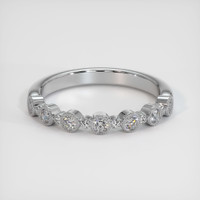 14K White Gold Diamond and Diamond Antique Style Wedding Band Image
