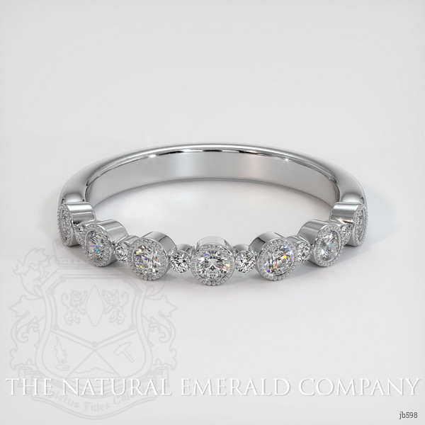 18K White Gold Diamond Antique Style Wedding Band