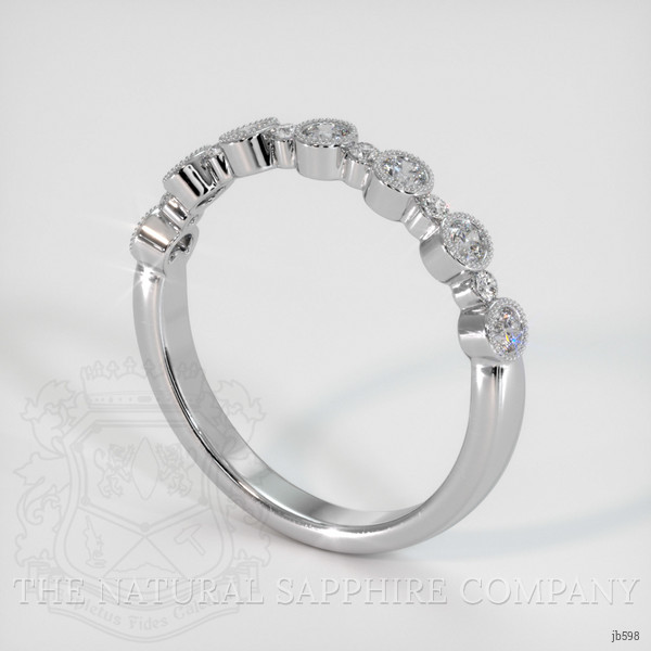 18K White Gold Diamond Antique Style Wedding Band