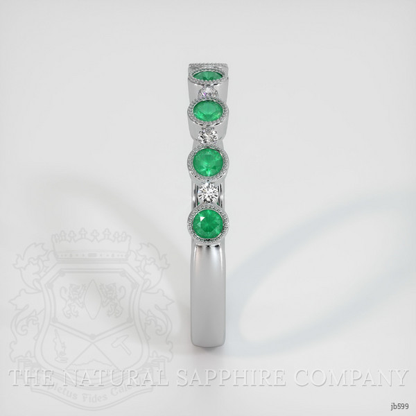 Platinum 950 Emerald and Diamond Antique Style Wedding Band
