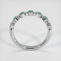 18K White Gold Emerald and Diamond Antique Style Wedding Band Image