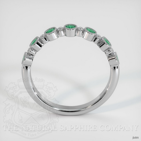 18K White Gold Emerald and Diamond Antique Style Wedding Band