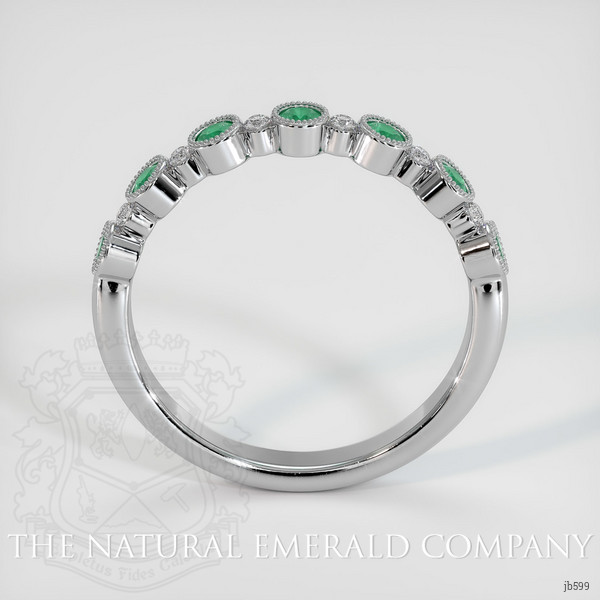18K White Gold Emerald and Diamond Antique Style Wedding Band
