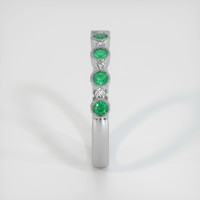 18K White Gold Emerald and Diamond Antique Style Wedding Band Image