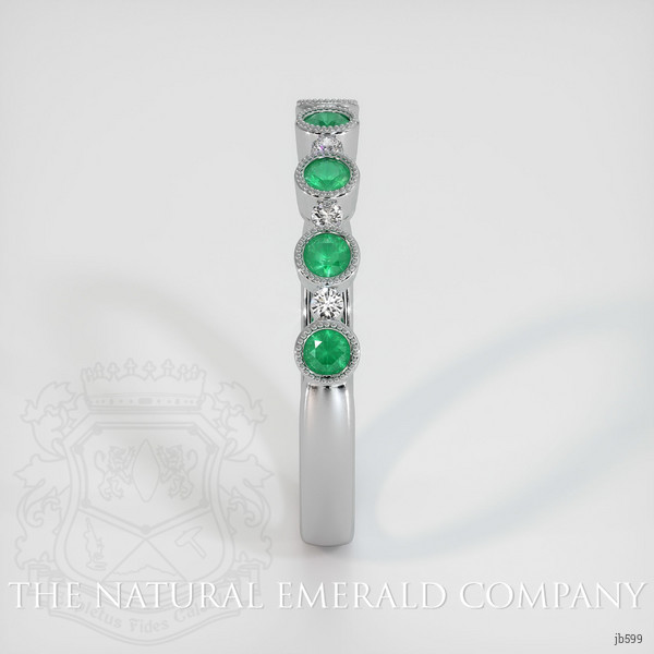 18K White Gold Emerald and Diamond Antique Style Wedding Band