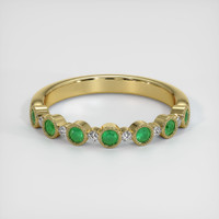 0.27 Ct. Emerald and Diamond, Yellow Gold wedding band