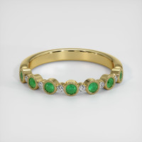 18K Yellow Gold Emerald and Diamond Antique Style Wedding Band Image