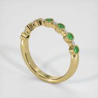 18K Yellow Gold Emerald and Diamond Antique Style Wedding Band Image