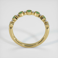 18K Yellow Gold Emerald and Diamond Antique Style Wedding Band Image