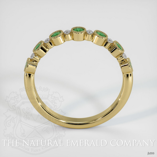 18K Yellow Gold Emerald and Diamond Antique Style Wedding Band
