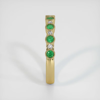 18K Yellow Gold Emerald and Diamond Antique Style Wedding Band Image