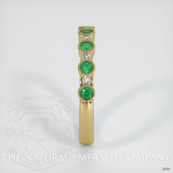 18K Yellow Gold Emerald and Diamond Antique Style Wedding Band