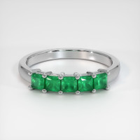 18K White Gold Emerald Prong Wedding Band Video