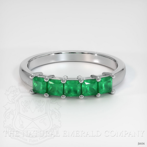 18K White Gold Emerald Prong Wedding Band