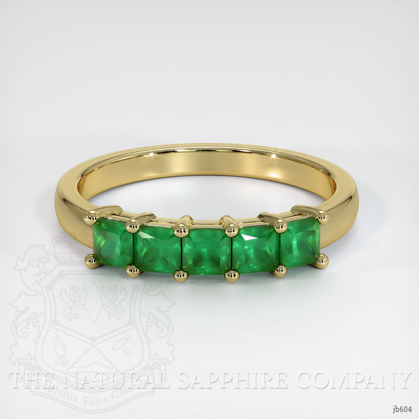 18K Yellow Gold Emerald Prong Wedding Band