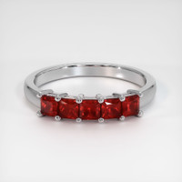 14K White Gold Ruby Prong Wedding Band Video