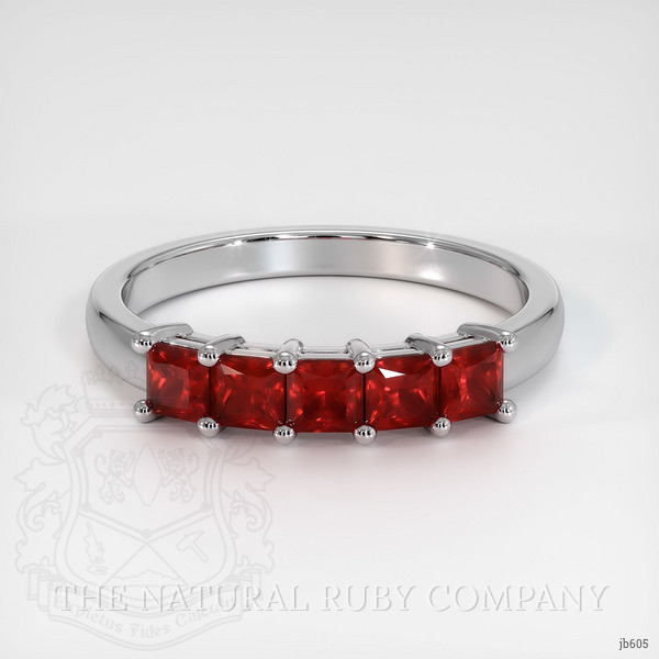 18K White Gold Ruby Prong Wedding Band