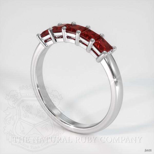 18K White Gold Ruby Prong Wedding Band