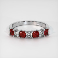 Platinum 950 Ruby and Diamond Prong Wedding Band Video