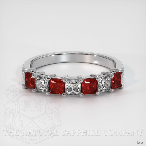 Platinum 950 Ruby and Diamond Prong Wedding Band