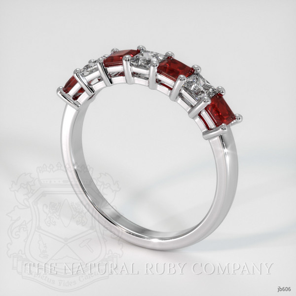 Platinum 950 Ruby and Diamond Prong Wedding Band